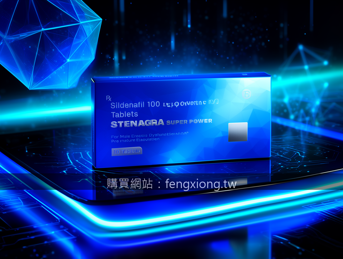 FUTURISTIC TECH with neon LED lights. Place the Stenagra Super Power Tablets Box