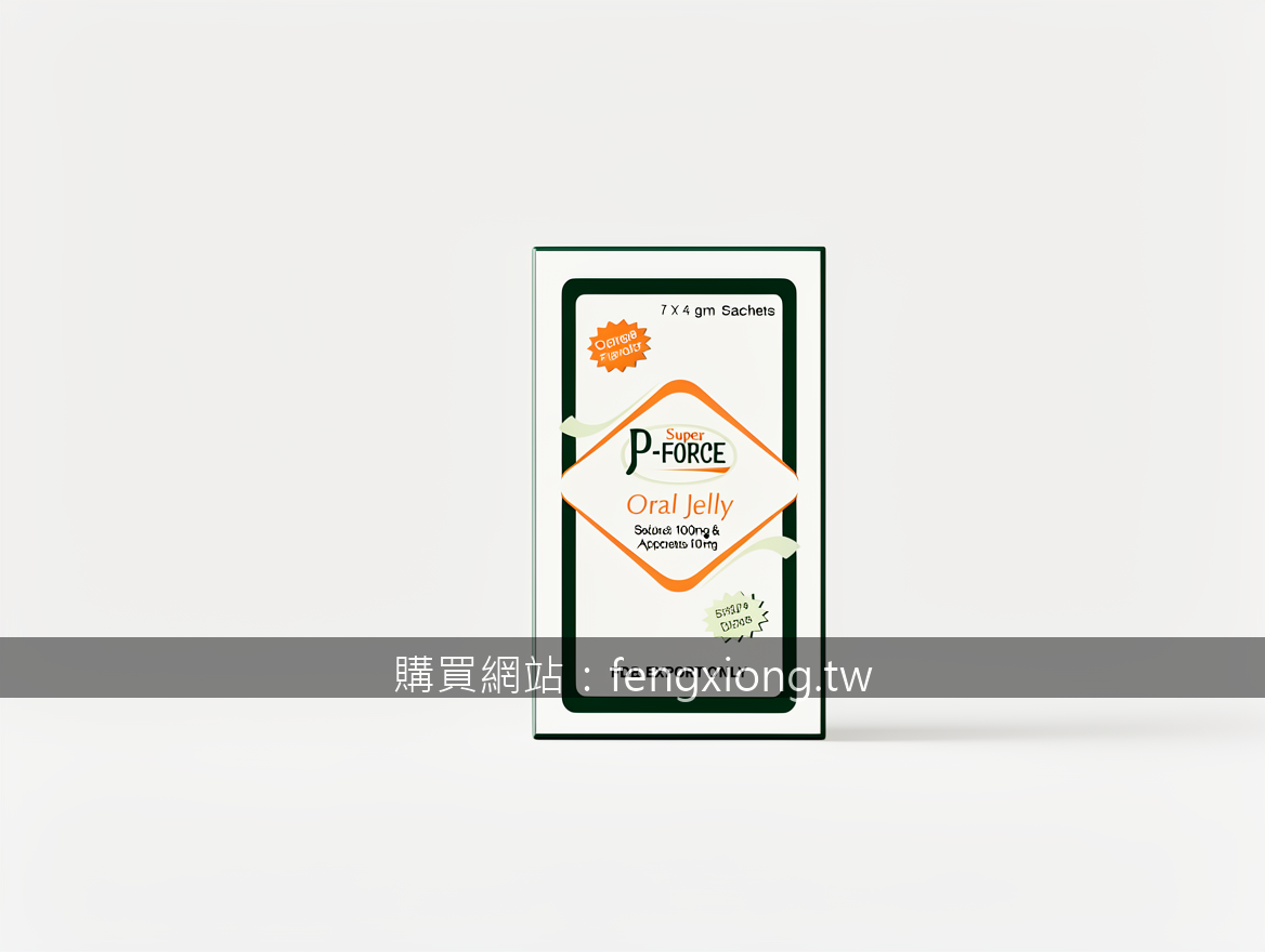 Minimalist product photography. Photograph the Super P-FORCE Oral Jelly 100mg & 